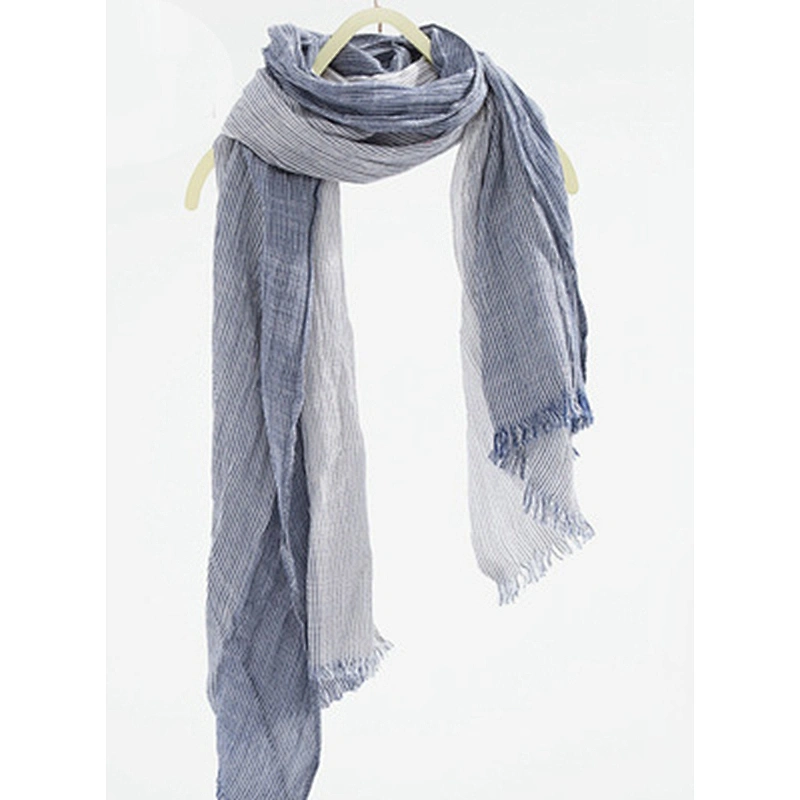 Direct Factory Wholesale Fashion Neutral Striped Cotton Linen Scarf