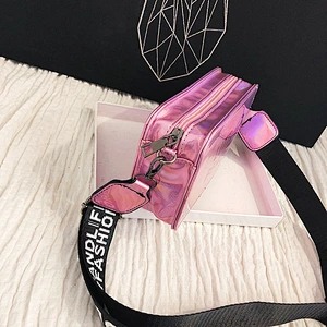 Summer Small Bag Female 2021 New Korean Version Ins Wild Messenger Bag Wide Shoulder Strap Laser Crossbody Bag