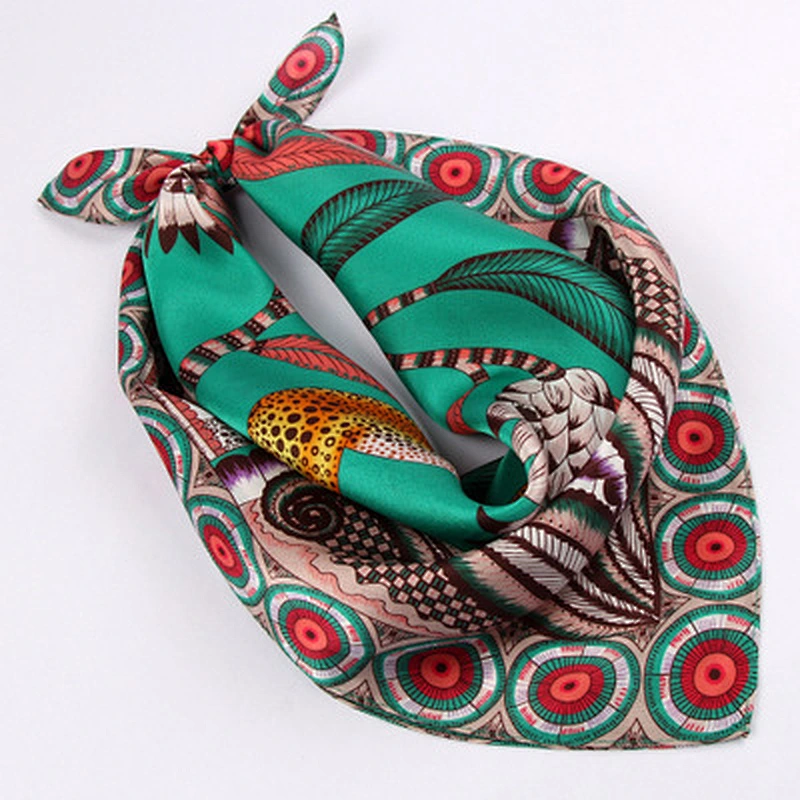 New small square scarves plant printed temperament women printed 100% small silk scarf square