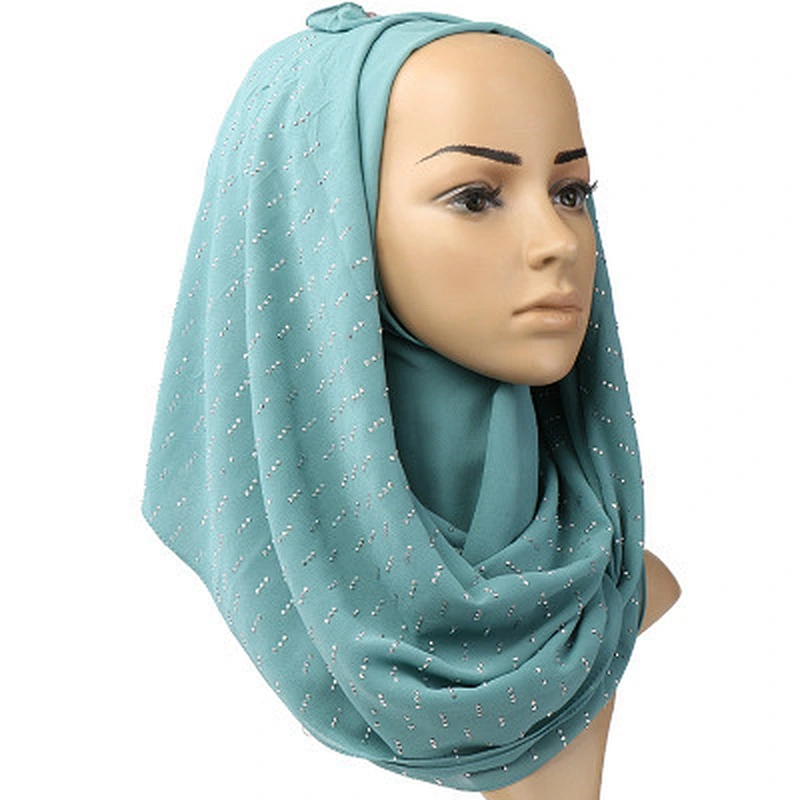 Factory Direct Hot Drilled Plain Solid Color Soft Scarf Women Hijab Muslim