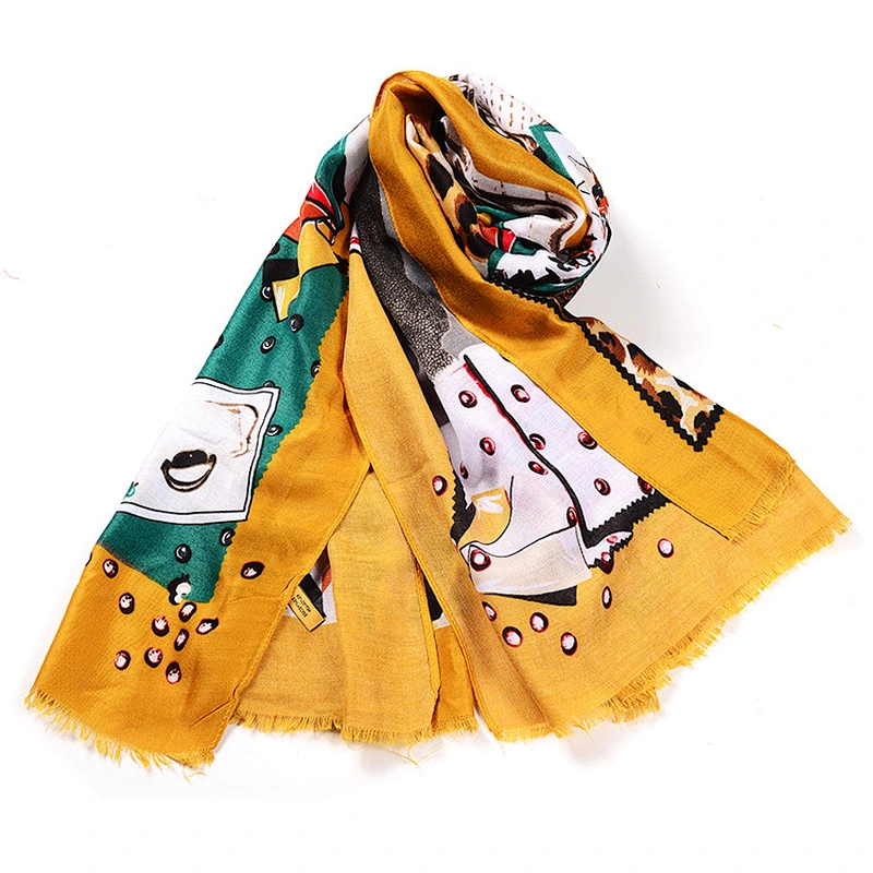 The new color-contrasting printed shawl ladies decoration thickened wild scarf sunscreen shawl scarf