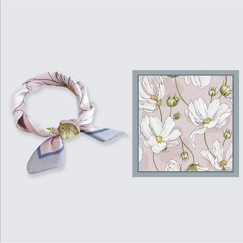 Wholesale Summer Silk Scarf Small Square Scarf Female Headband Multi-Function Trend Original Chic Small Silk Scarf