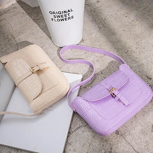 Fashion Crocodile Pattern Small Square Underarm Bag Belt Buckle Decoration Mobile Phone Bag Messenger Female Shoulder Bag