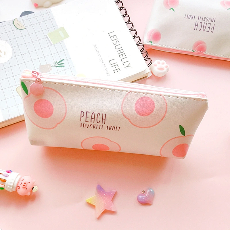 Japanese Creative Large-Capacity Pencil Case Female Simple Korean Cute Peach Children Stationery Bag