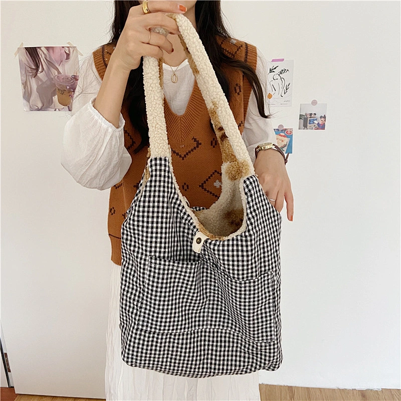 Plush Bear Cute Women Girls Shoulder Bag Large Capacity Student Soft Shopping Bags Single Shoulder Bag
