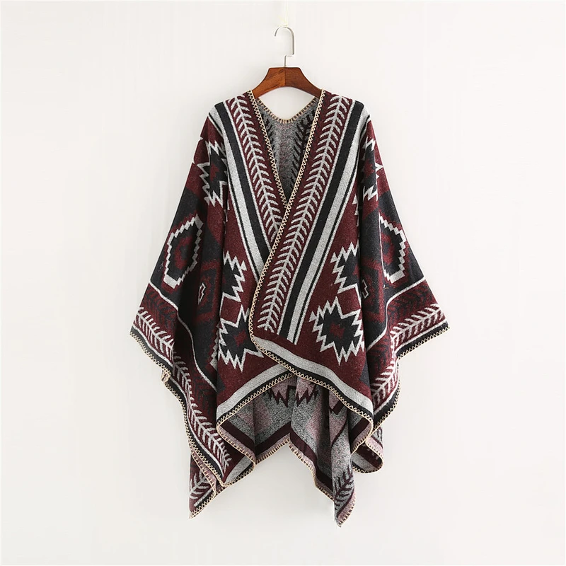 2020 Factory Direct Thick European American Style Cross Diamond Geometric Pattern Cashmere Big Shawl