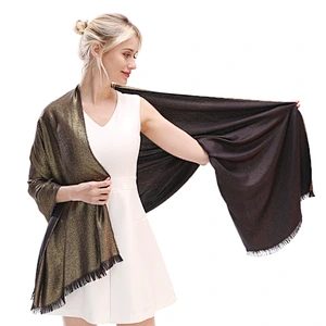 Double-sided gold silk braided wild warm female long cotton shawl tassel scarf