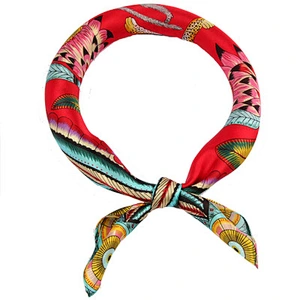 New small square scarves plant printed temperament women printed 100% small silk scarf square