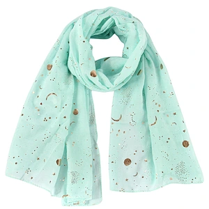 Cheap wholesale breathable Gold stamping star moon custom polyester voile scarf