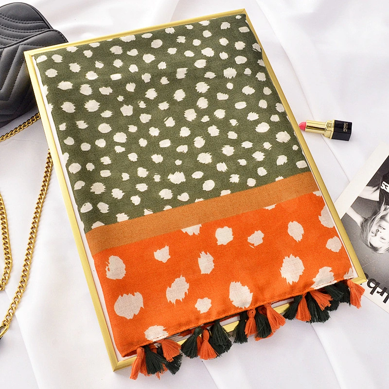 Korean Version Scarf Ladies New Wild Border Color Matching Shawl Fashion Student Small Clouds Tassel Dual-Use Scarves