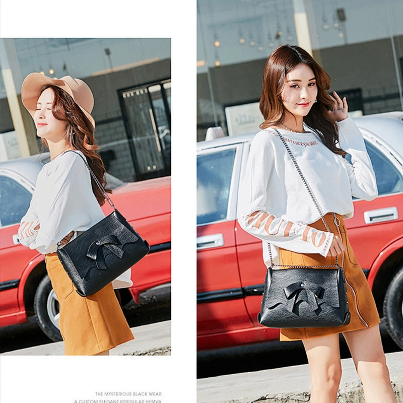 2020 Spring Summer Korean Version Of The Bow Shoulder Chain Leather Crossbody Bag Women