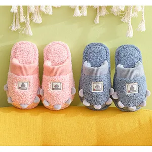 Toddler Kids Girls Boys Cute Cartoon Indoor Animal Soft Cozy Winter Warm Plush Lining Winter House Slippers