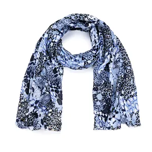 European and American leopard print with gold stamping women's scarf