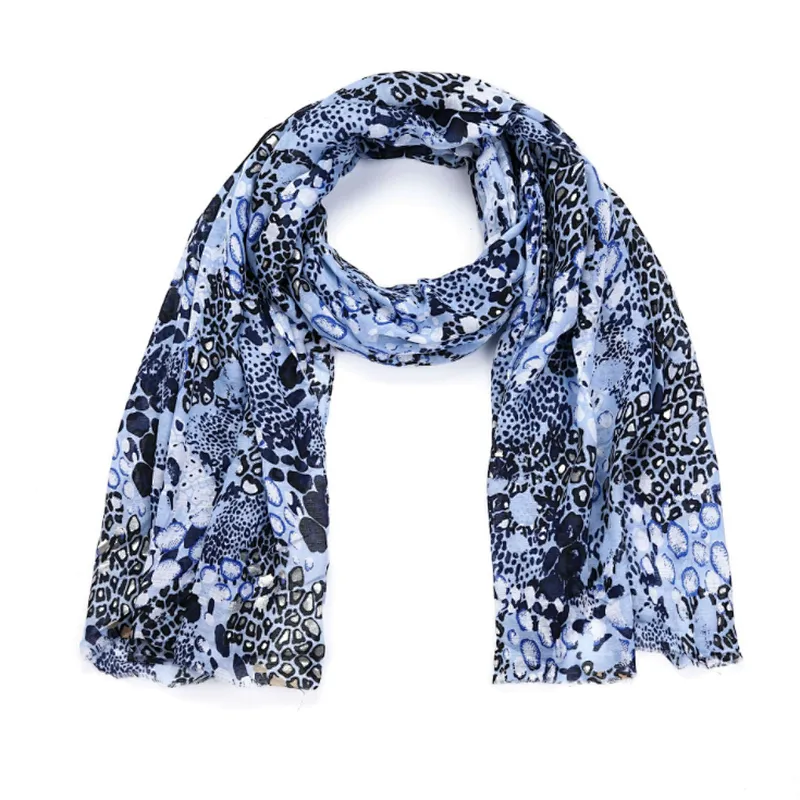 European and American leopard print with gold stamping women's scarf