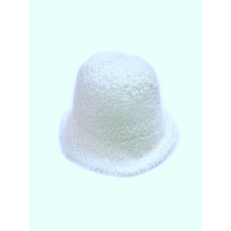 Cheap Lady Solid Thickened Soft Warm Fishing Outdoor Vacation Winter Hat Lamb Wool Bucket Hat
