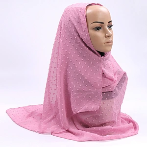 New Jacquard Three-Dimensional Plum Dot Chiffon Malaysia Scarf Indonesia Solid Color Pearl Chiffon Hijab Scarf For Women
