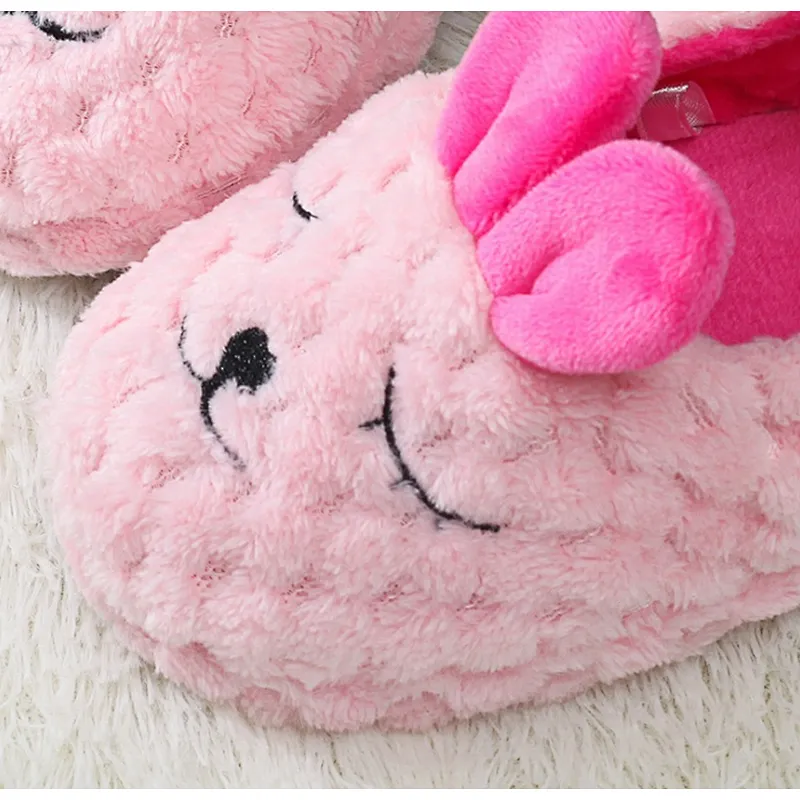 Customize Cute Closed Toe Pink Keep Warm Rabbit Shaped Plush Thermal Slippers Slipper Shoes