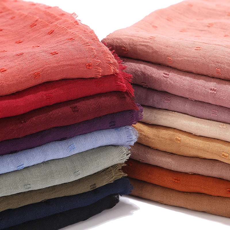 Hot sale cotton and linen solid sunscreen shawl islamic malaysian cotton hijabs scarf
