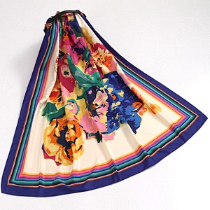 Fashion wild beach sunscreen dual purpose twill scarf female shawl printed silk scarf 110 large square scarf
