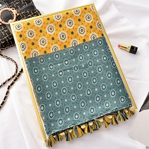 New Spring Summer Travel Ethnic Scarf Geometric Pattern Color Matching Twill Cotton Beach Towel Cotton Linen Scarf