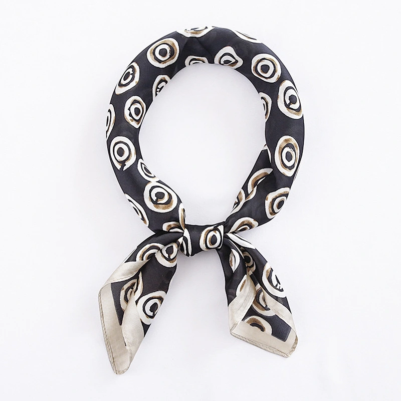 Wild circular printed female spring and summer temperament simulation silk small square scarf