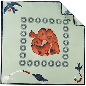 Swallow Leaf Printed Sunscreen Scarf Temperament simulation Silk Small Square Scarf