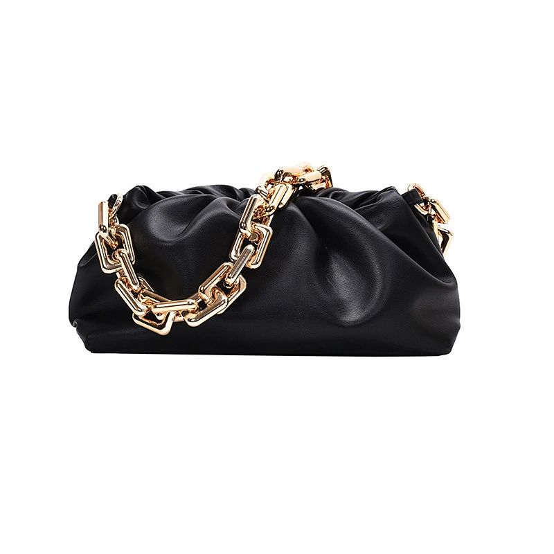 2020 New Fashion Ladies Chain Solid Color Shoulder Crossbody Bag Girls Clutch Bag Pu Leather Purse Handbag For Women
