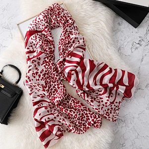 Spring and autumn new simulation silk thin section scarf female decorative leopard print sunscreen shawl scarf