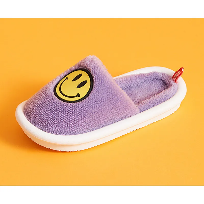 Wholesale Autumn Winter Cute Smiling Cotton Slippers Female Household Parent-Child Indoor Non-Slip Children Home Slippers