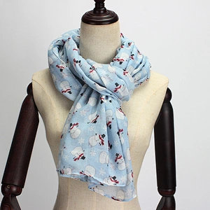 New christmas day elk cartoon printed fashion bali yarn scarf little snowman shawl