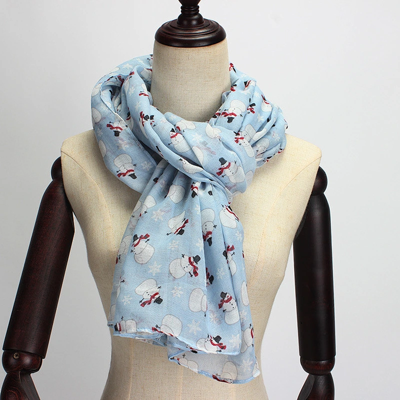 New christmas day elk cartoon printed fashion bali yarn scarf little snowman shawl