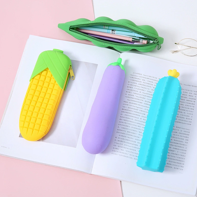 Fruit Vegetable Modeling Student Silicone Pencil Case Simple Creative Pencil Case Girl Cute Stationery Storage Bag