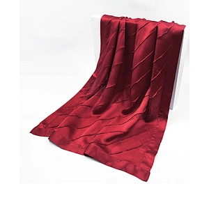 Luxury Long Plain Hijab Head Silk Scarves Custom Twill Ladies Satin Pure Color Silk Scarf Women