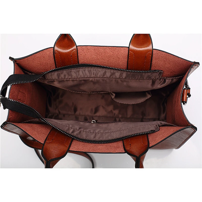 Oil Wax Leather Luxury Handbag Designer Lady Vintage Leather Handbag