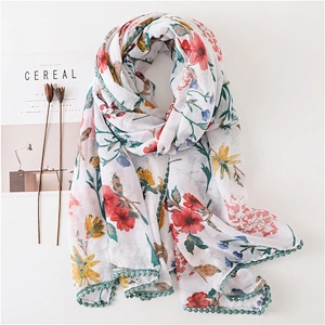 Summer new cotton and linen scarf long dual-use air conditioning fringed beach towel sunscreen shawl