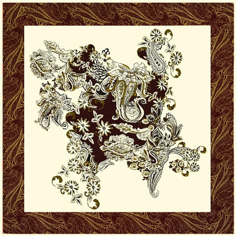 Floral female twill silk shawl scarf printed dual-purpose large square sunscreen scarf