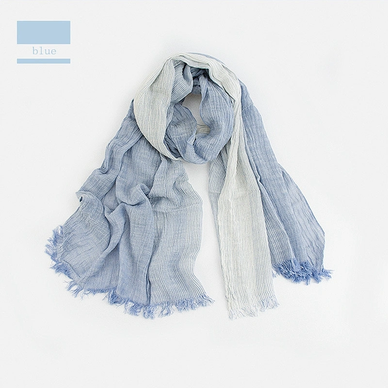 Direct Factory Wholesale Fashion Neutral Striped Cotton Linen Scarf
