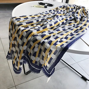Dual-use sunscreenshawl all-matching stripe polka dot printed new muslim scarf cotton print hijab