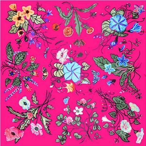 Hot sale wholesale large square scarf flowerprint silk scarf 90x90 square ladies scarf shawl