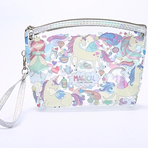Wholesale Travel Clear PVC Transparent Wash Bag Cartoon Girl Unicorn Alpaca Cosmetic Bag