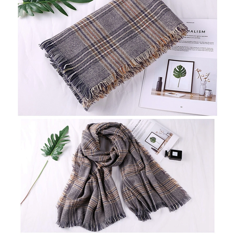 2020 Autumn And Winter New Houndstooth Plaid Scarf Widened Thickened Enlarged Cashmere Shawl