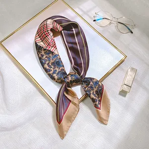 Retro Fashion Chiffon Silk Scarf Women 2020 Spring Summer New Curled Small Square Scarf Custom Professional Scarves