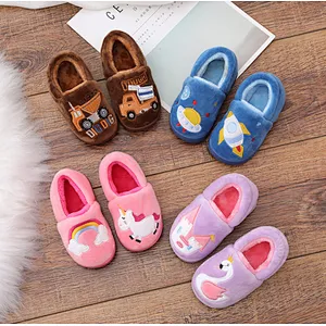 Kids Home Slippers Boys Girls Autumn Winter Slippers Cute Cartoon Home Shoes Children Warm Plush Slipper