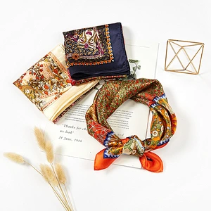 New tree printed silk sunscreensquare scarf women muslim small silk square neck scarf