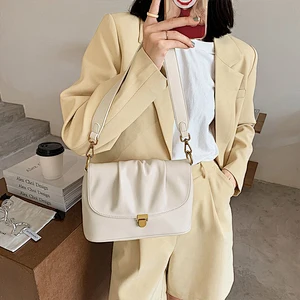 2020 New French Cream Color Handbag Fold Cloud Bag Underarm Bag Shoulder Crossbody Bag
