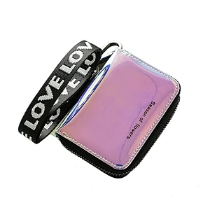 2020 New Ladies Organ Card Holder Laser Hanging Neck Zipper Business Card Bag Female Korean Cute Multi-Card Holder