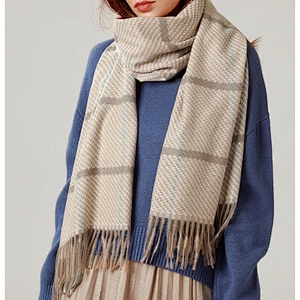 Scarf Autumn Winter 2020 New Plaid Cashmere Scarf Women'S Knitted British Simple Color Matching Warm Shawl