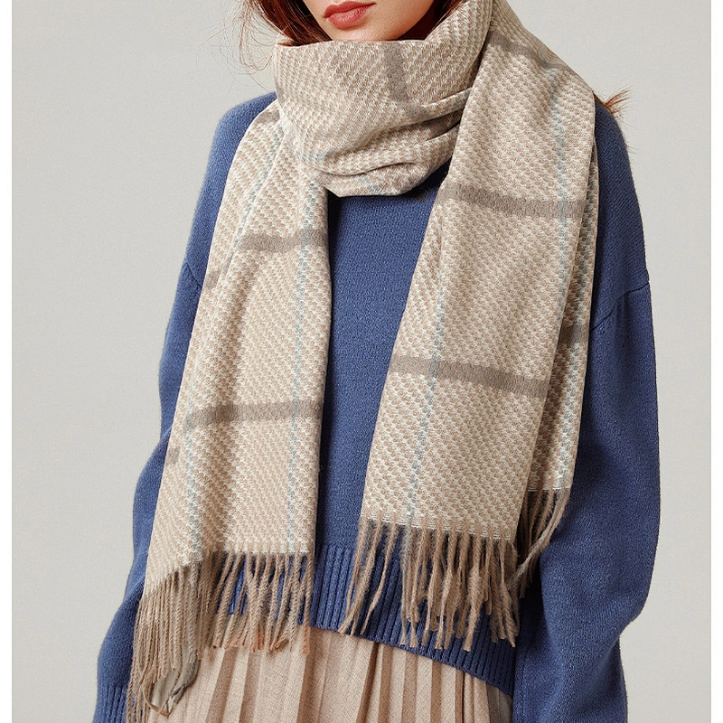 Scarf Autumn Winter 2020 New Plaid Cashmere Scarf Women'S Knitted British Simple Color Matching Warm Shawl