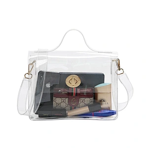 Wholesale customized fashion waterproof high quality women transparent handbag shoulder pvc bags women handbags