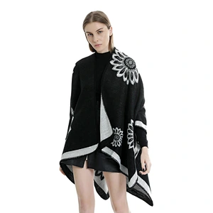 New Fashion European American Style Flower Pattern Cashmere Warm Shawl